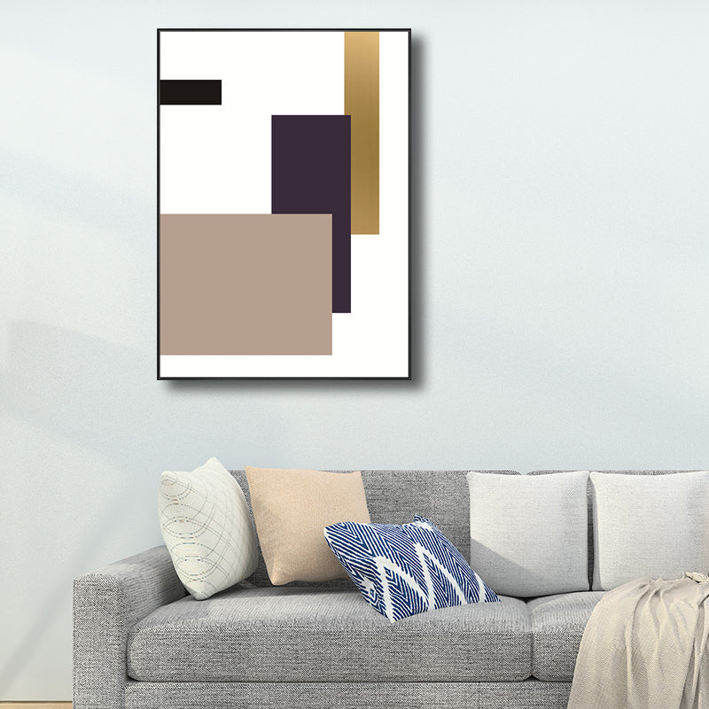 Nordischer geometrischer Leinwanddruck, mehrfarbig, strukturiert, Wandkunst, Dekor für Wohnzimmer