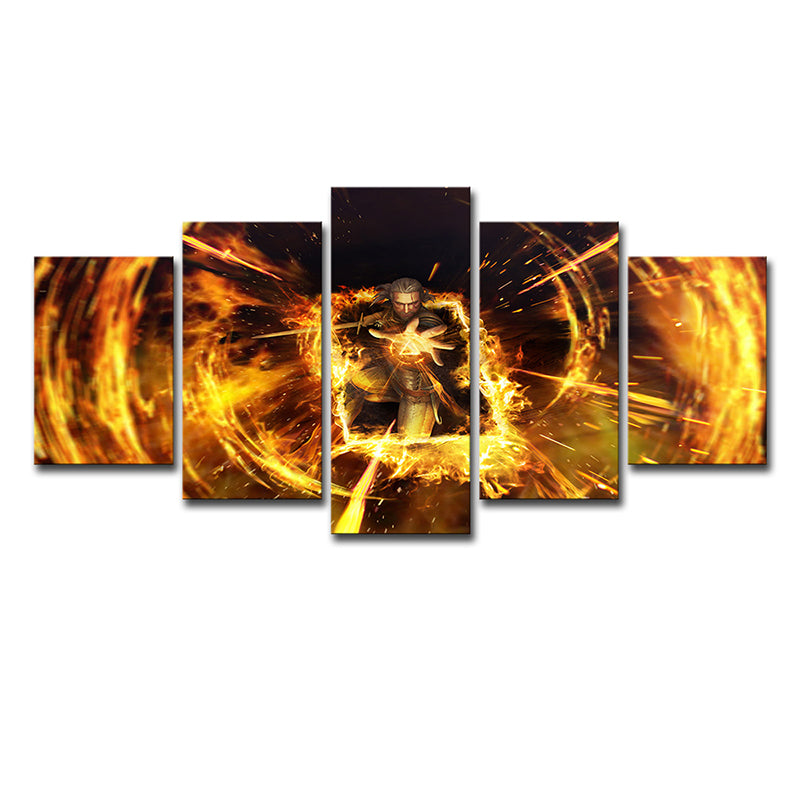 Yellow Gwent Witcher Art Print Game Scene Kids Multi-Piece Wall Decor for Bedroom