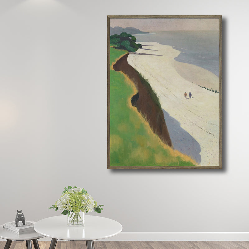 Seaside Scenery Art Print Living Room Wrapped Canvas Green Textured, Multiple Sizes