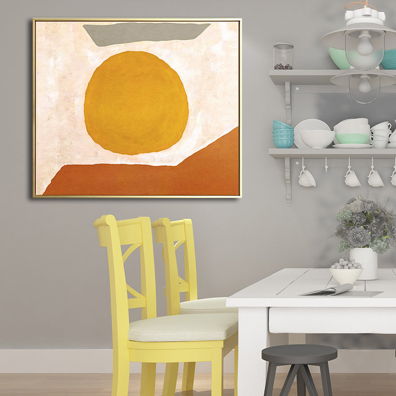 Universe Space Wall Art Cartoon Textured Wrapped Canvas in Yellow for Living Room