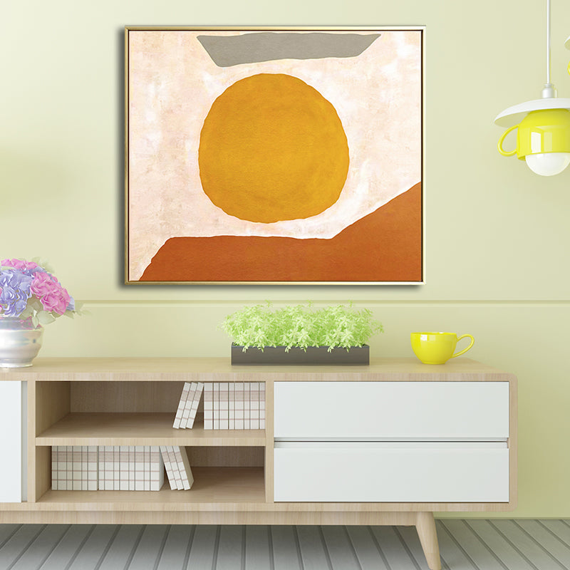 Universe Space Wall Art Cartoon Textured Wrapped Canvas in Yellow for Living Room