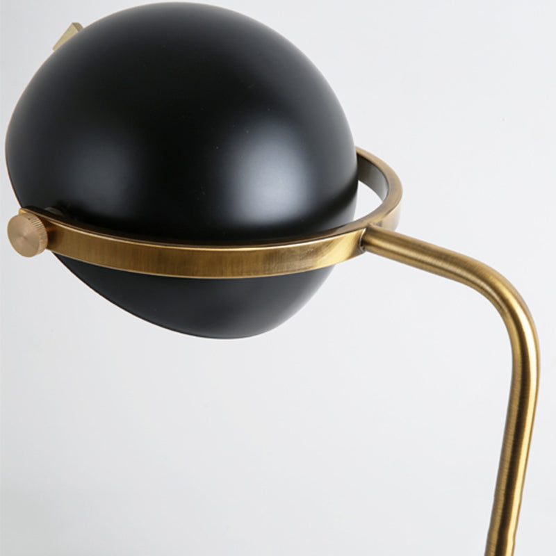 Lampe sur pied à abat-jour métallique style modernisme, 1 ampoule, éclairage de table en métal avec base en marbre, finition noire