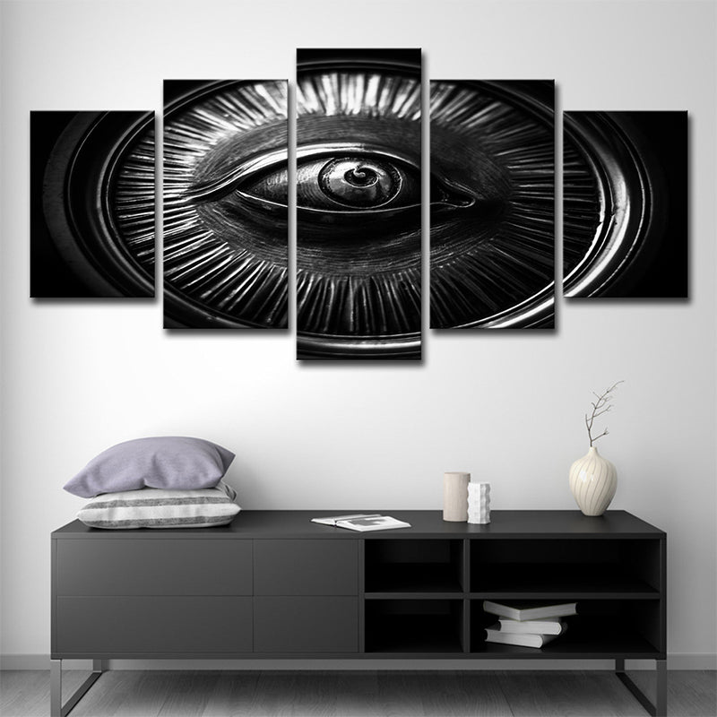Metal Eye Wall Art Decor Contemporary Multi-Piece Canvas Print in Black for Home