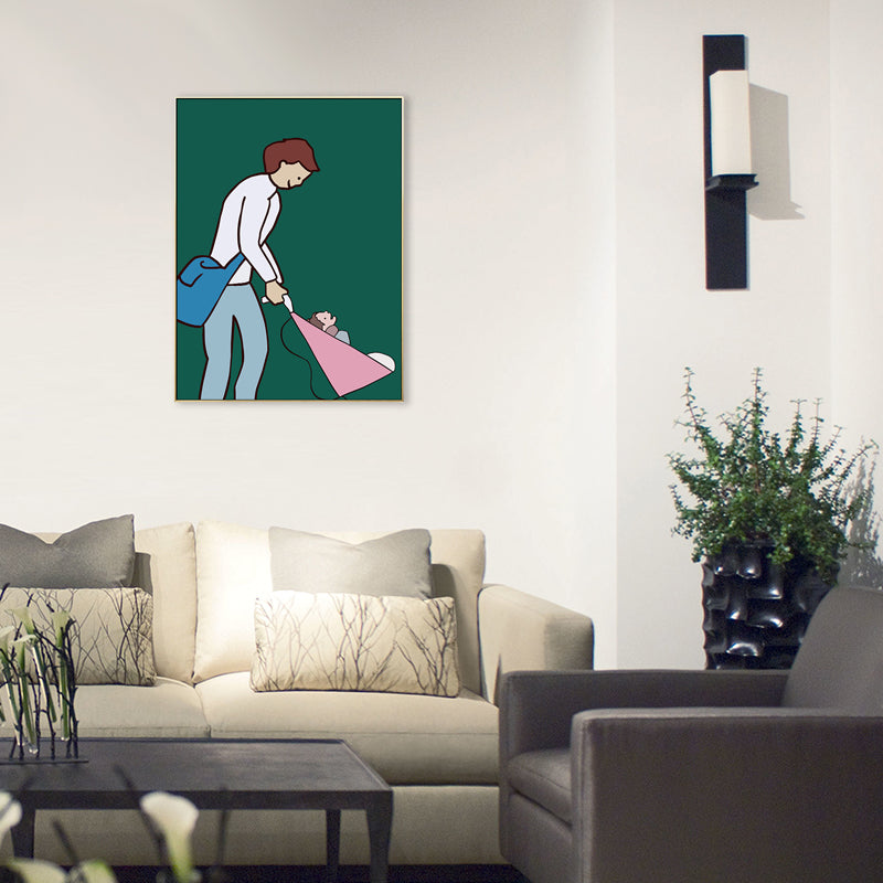 Mother with Her Baby Canvas Textured Childrens Art Nursery Wall Decor in Soft Color