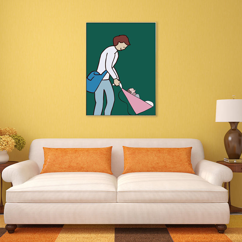 Mother with Her Baby Canvas Textured Childrens Art Nursery Wall Decor in Soft Color