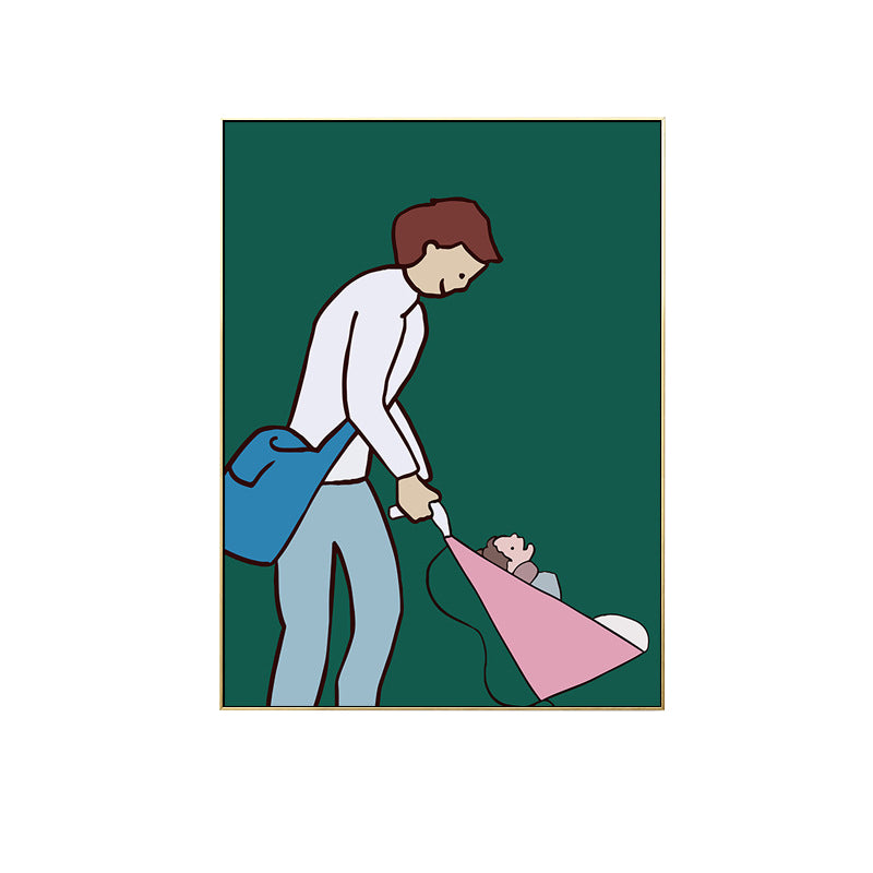 Mother with Her Baby Canvas Textured Childrens Art Nursery Wall Decor in Soft Color