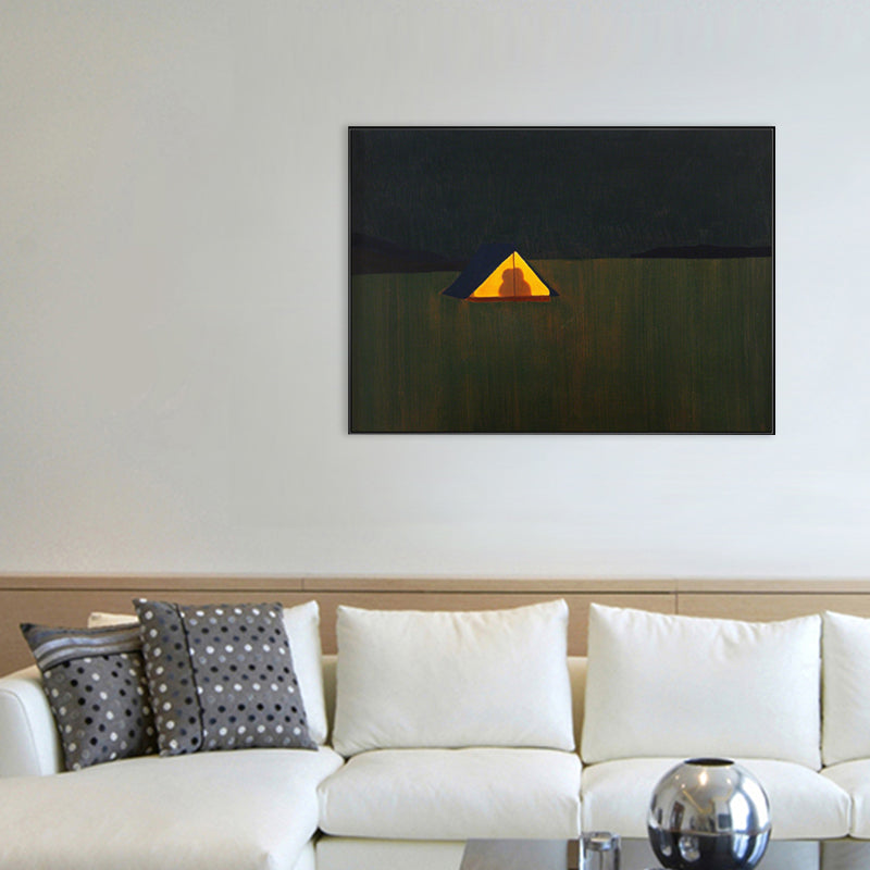 Soft Color Grassland Shelter Canvas Art Textured Farmhouse Living Room Wall Decor