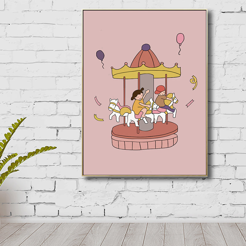 Family Moments Drawing Wall Art Pastel Canvas Print Wall Decor, Textured Surface