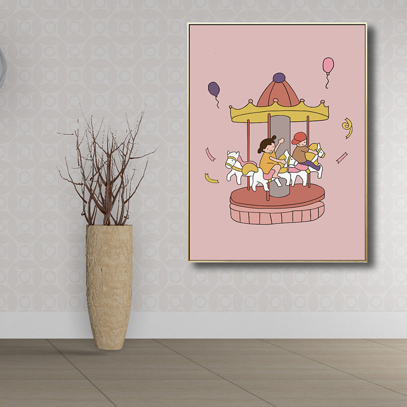 Family Moments Drawing Wall Art Pastel Canvas Print Wall Decor, Textured Surface