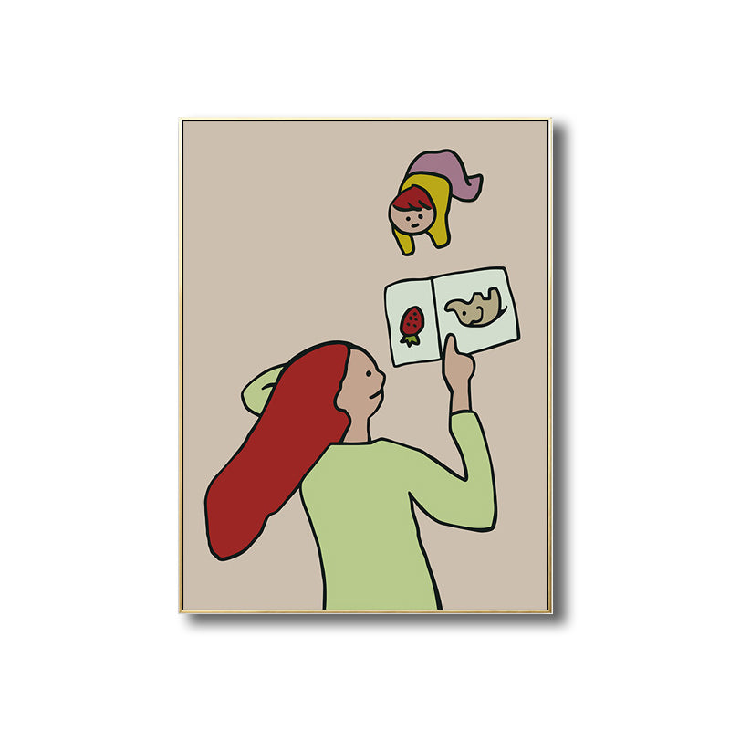 Family Moments Drawing Wall Art Pastel Canvas Print Wall Decor, Textured Surface