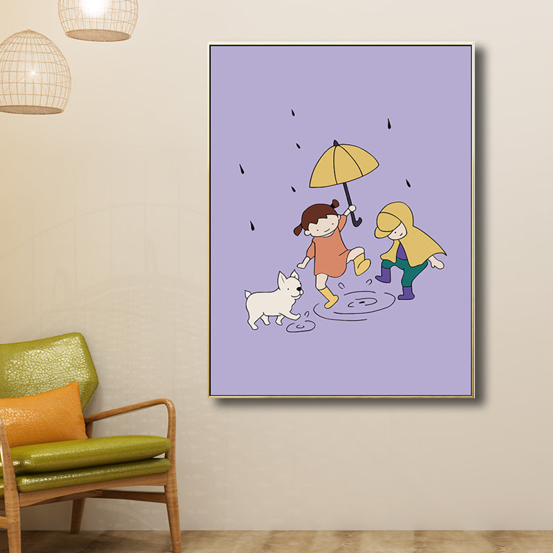 Family Moments Drawing Wall Art Pastel Canvas Print Wall Decor, Textured Surface