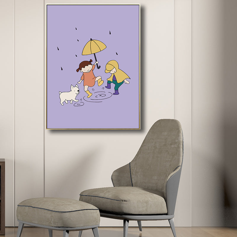 Family Moments Drawing Wall Art Pastel Canvas Print Wall Decor, Textured Surface