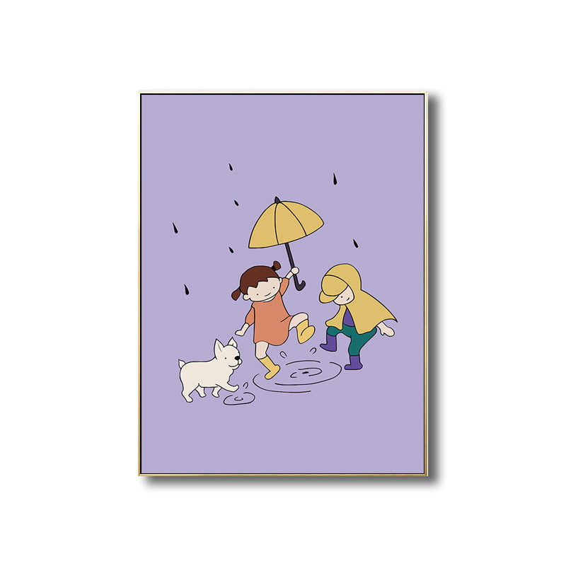 Family Moments Drawing Wall Art Pastel Canvas Print Wall Decor, Textured Surface