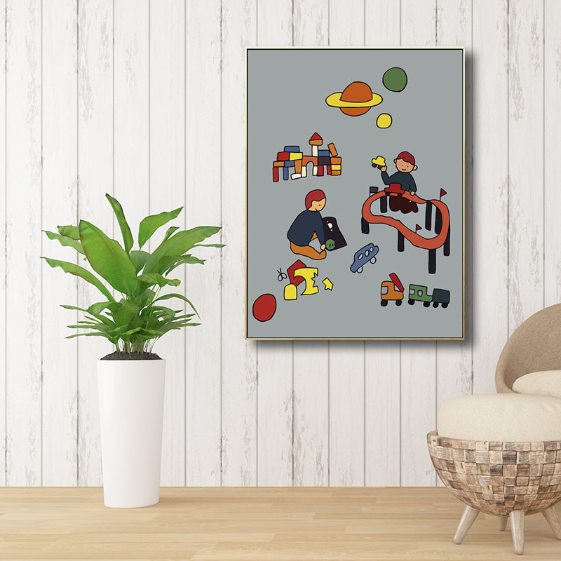Family Moments Drawing Wall Art Pastel Canvas Print Wall Decor, Textured Surface