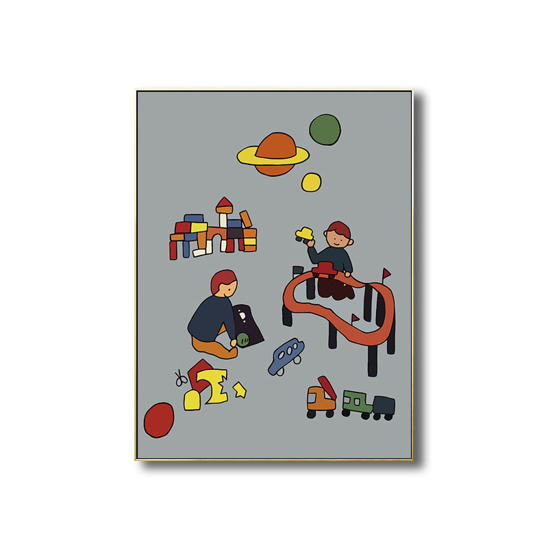 Family Moments Drawing Wall Art Pastel Canvas Print Wall Decor, Textured Surface