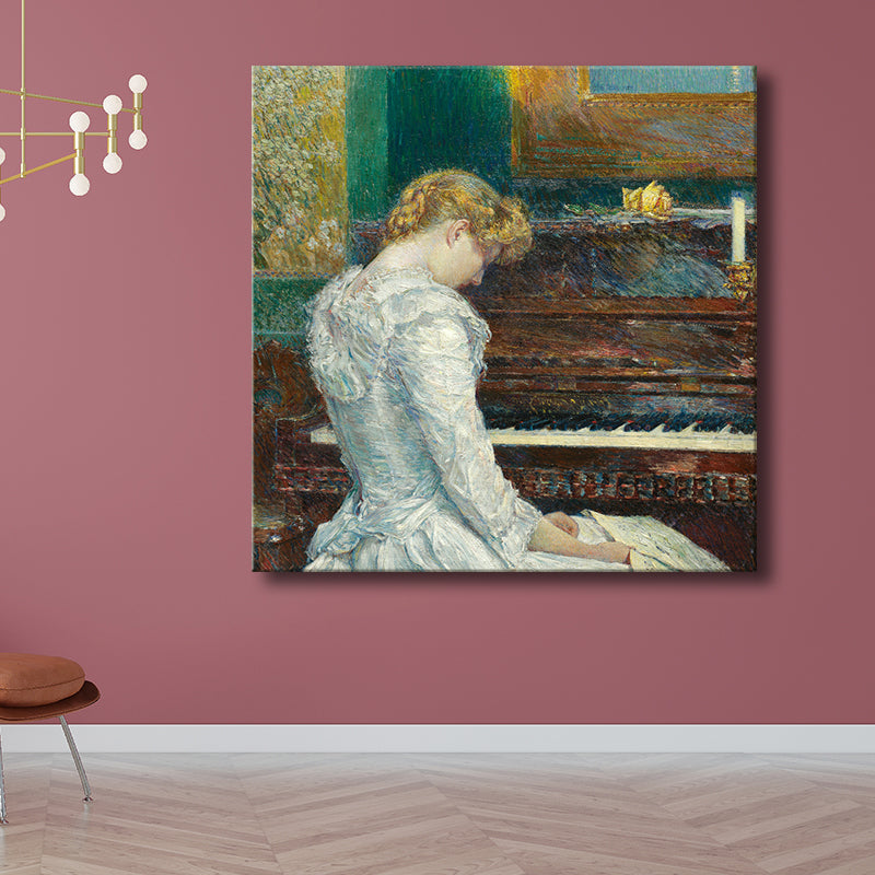 Kleurrijk meisje canvas getextureerde muur decor voor woonkamer, meerdere maten beschikbaar