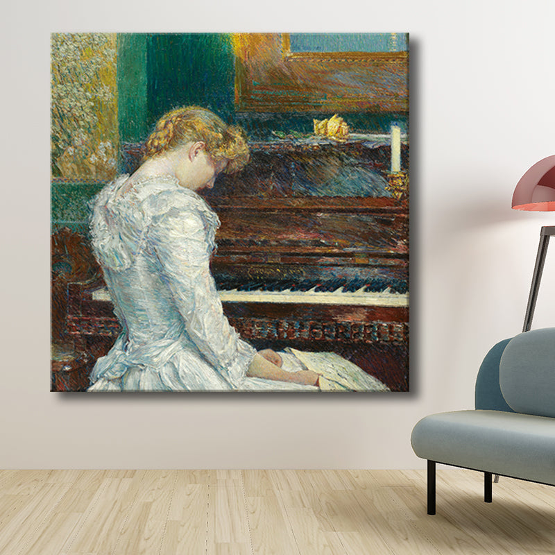 Kleurrijk meisje canvas getextureerde muur decor voor woonkamer, meerdere maten beschikbaar