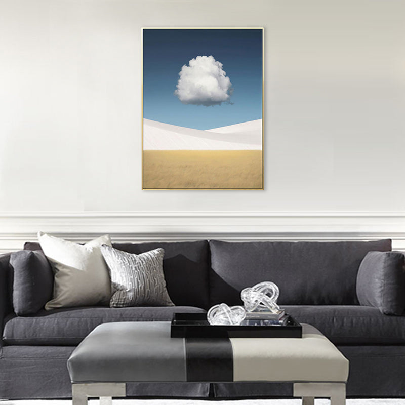 Cloud over Desert Dunes Canvas Print Nordic Textured Wall Art Decor in Soft Color