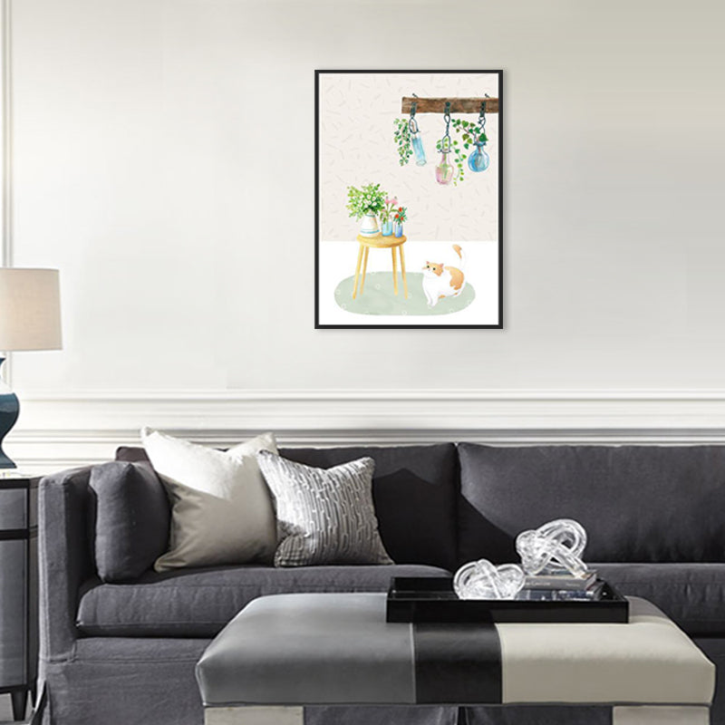 Textured Potting Painting Kids Style Canvas Wall Art Print, Multiple Sizes Options