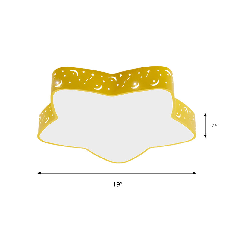 Luz de techo de color caramelo de estilo nórdico, luz de montaje empotrado de metal con estrella grabada para adolescentes