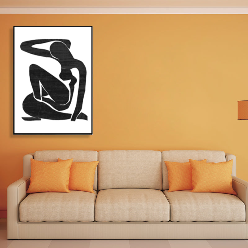 Sitting Figure Wall Decor Minimalism Textured Girls Bedroom Painting, Multiple Sizes