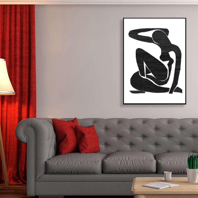 Sitting Figure Wall Decor Minimalism Textured Girls Bedroom Painting, Multiple Sizes