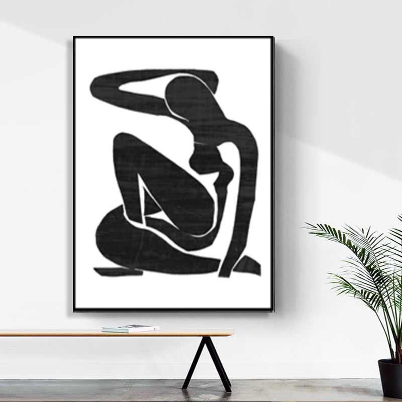 Sitting Figure Wall Decor Minimalism Textured Girls Bedroom Painting, Multiple Sizes