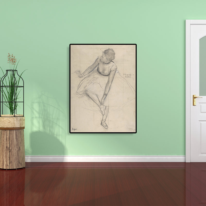 Gray Dancing Girl Painting Textured Wall Art Print for Guest Room, Multiple Sizes