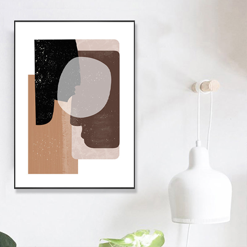 Abstract Canvas Art Nordic Aesthetics Geometric Wall Decor in Brown-Grey for Home