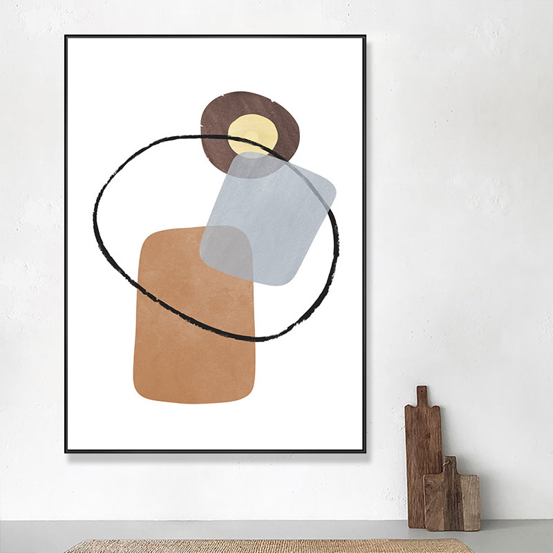 Abstract Canvas Art Nordic Aesthetics Geometric Wall Decor in Brown-Grey for Home