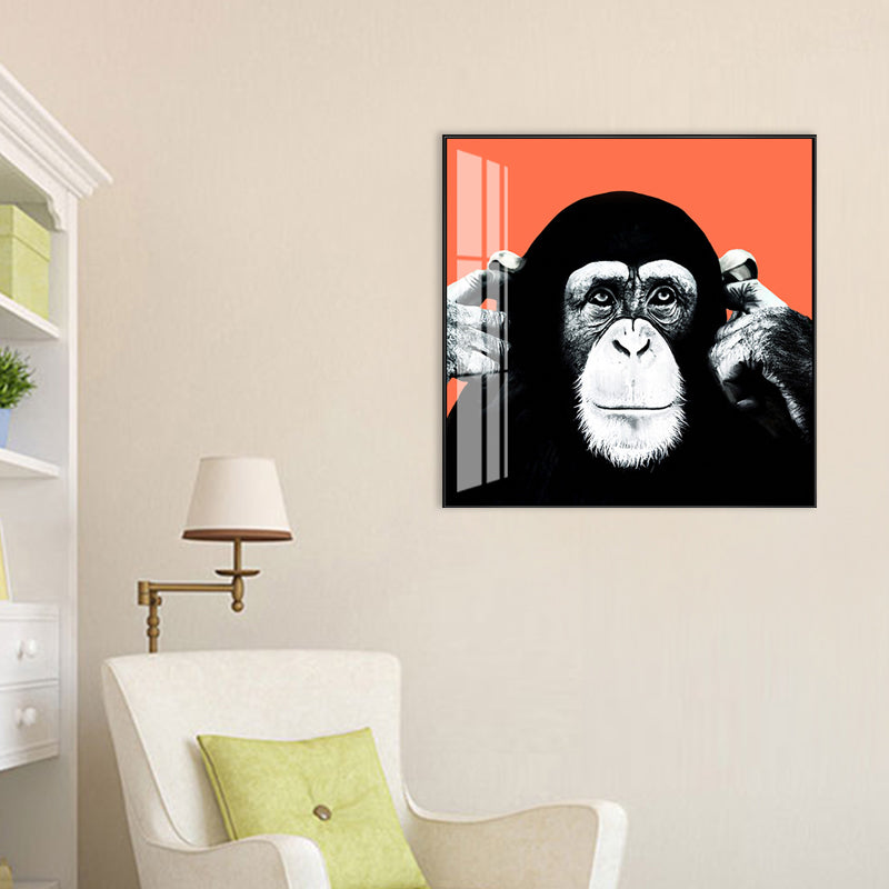 Canvas Textured Wall Decor Kids Style Intelligent Chimpanzee Painting, Multiple Sizes