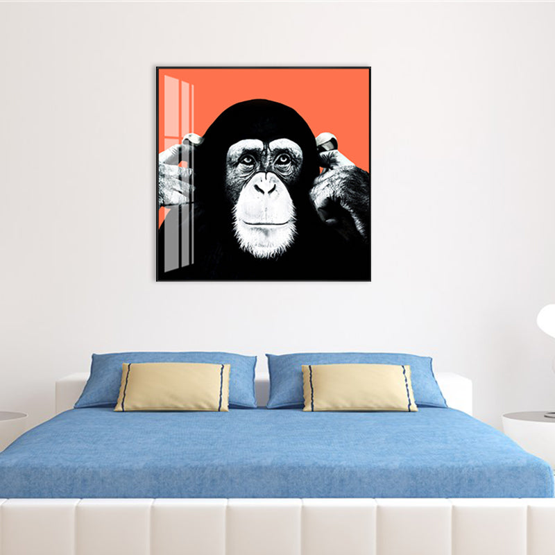 Canvas Textured Wall Decor Kids Style Intelligent Chimpanzee Painting, Multiple Sizes