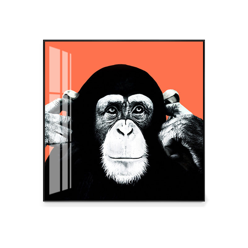 Canvas Textured Wall Decor Kids Style Intelligent Chimpanzee Painting, Multiple Sizes