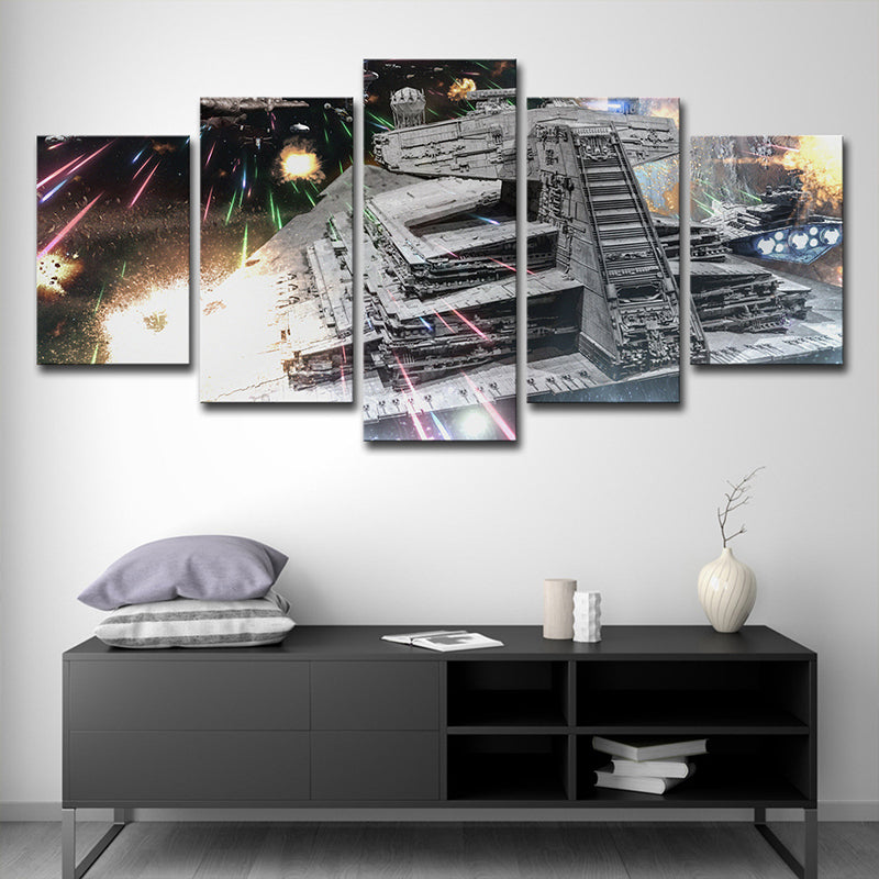 Silver Star War Destroyer Canvas Multi-Piece Kids Style Boys Bedroom Wall Art