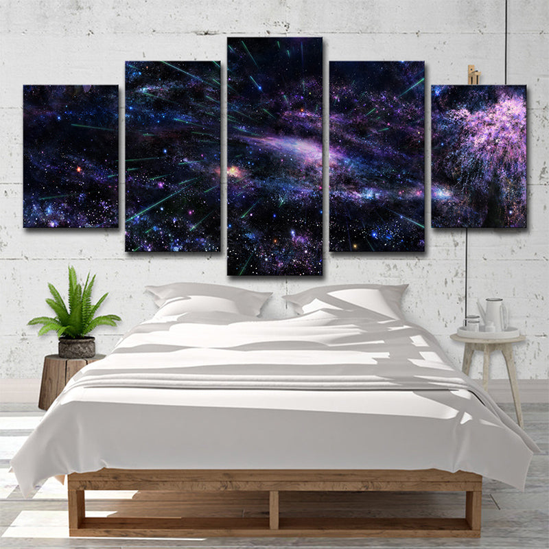 Purple Starburst Canvas Art Night Sky Kids Multi-Piece Wall Decor for House Interior