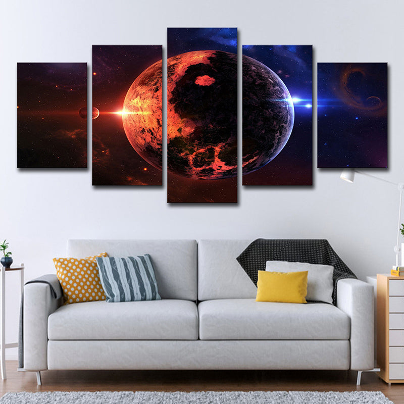 Space Planet Canvas Wall Art Science Fiction Multi-Piece Wall Decor for Kids Bedroom