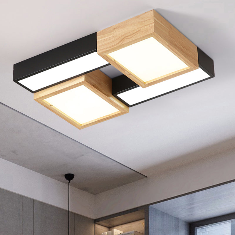 Luz cuadrada y rectangular para baño, montaje empotrado, acrílico, estilo moderno, 20,5 "/24,5" de ancho, LED, negro/blanco, accesorio de techo