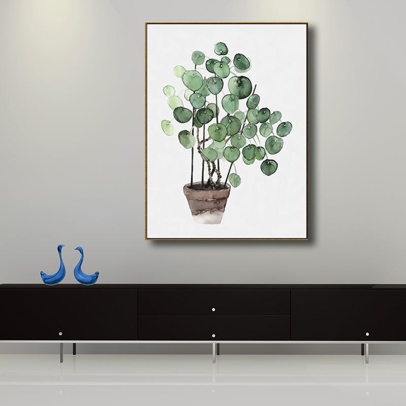 Bonsai Wall Art Decor Nordic Enchanting Botanical Canvas Print in Green for Bedroom