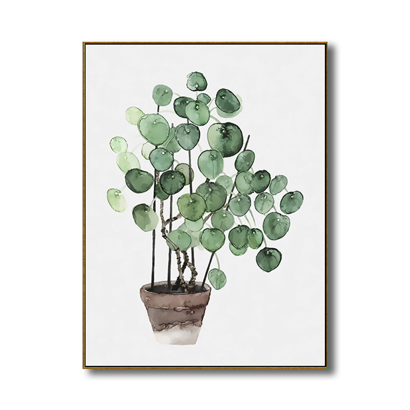 Bonsai Wall Art Decor Nordic Enchanting Botanical Canvas Print in Green for Bedroom