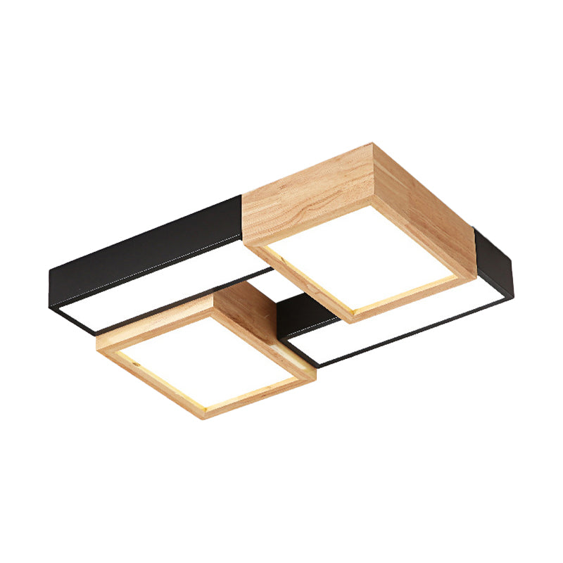 Luz cuadrada y rectangular para baño, montaje empotrado, acrílico, estilo moderno, 20,5 "/24,5" de ancho, LED, negro/blanco, accesorio de techo