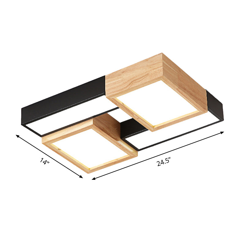 Luz cuadrada y rectangular para baño, montaje empotrado, acrílico, estilo moderno, 20,5 "/24,5" de ancho, LED, negro/blanco, accesorio de techo