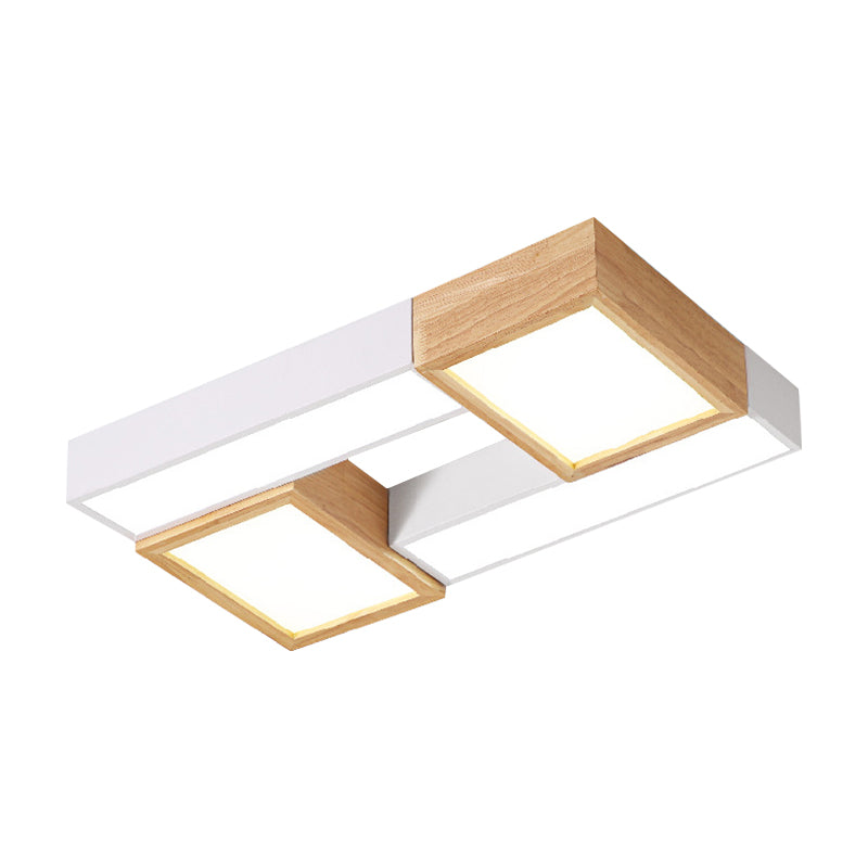 Square&Rectangle Bathroom Flush Mount Light Acrylic Modern Style 20.5"/24.5" Wide LED Black/White Ceiling Fixture