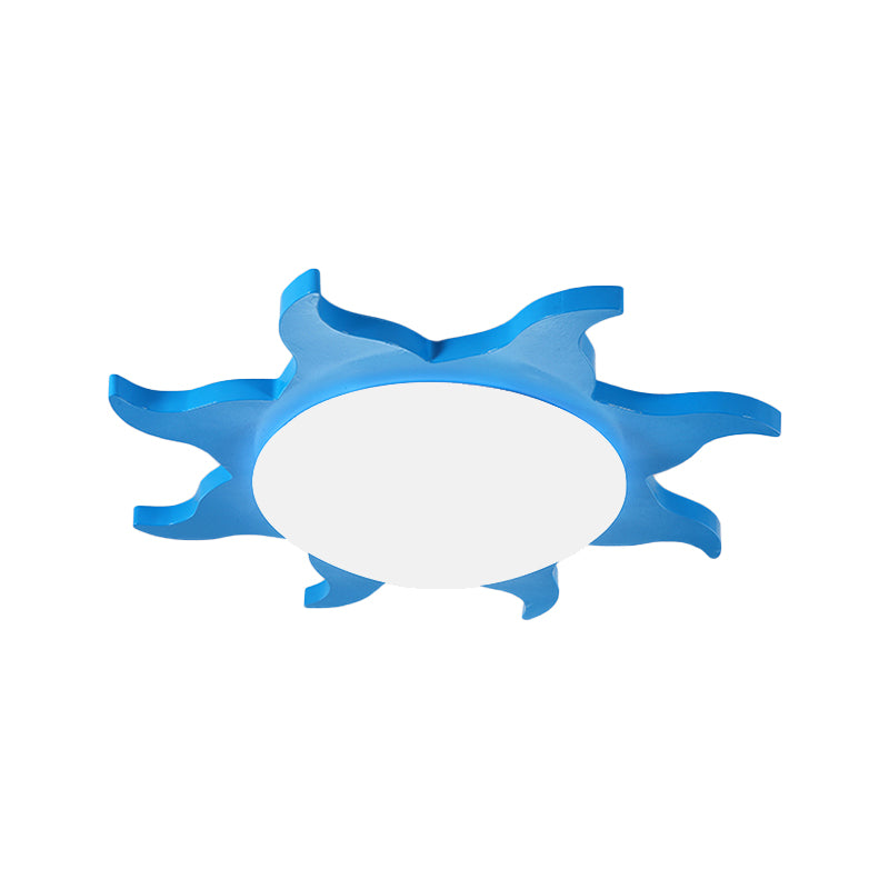 Luz de techo empotrada en forma de sol, luz de techo acrílica de madera de dibujos animados para jardín de infantes