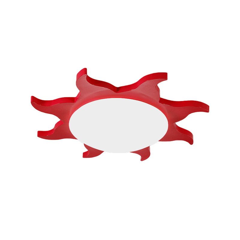 Luz de techo empotrada en forma de sol, luz de techo acrílica de madera de dibujos animados para jardín de infantes