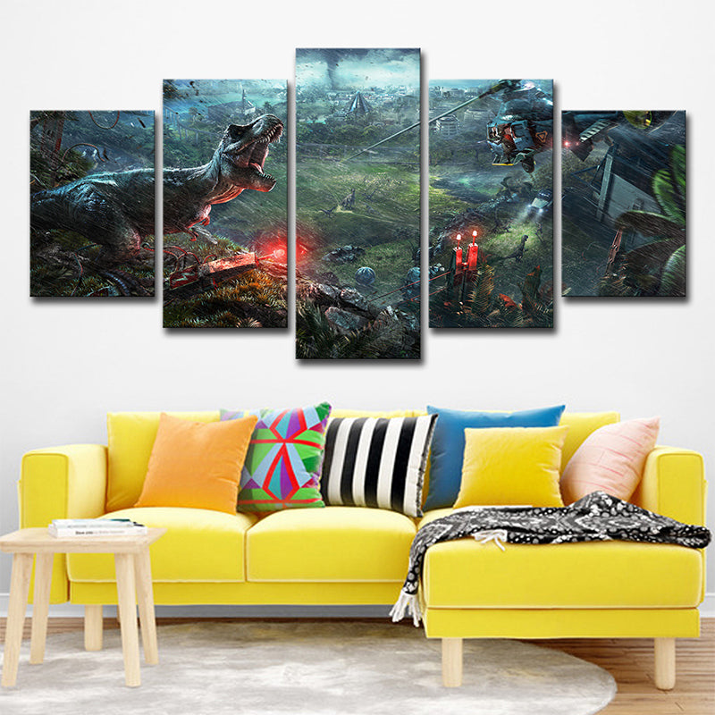Game Jurassic World Evolution Canvas Kids Cool Warcraft World Wall Art Print in Green