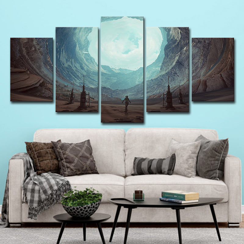 Sci-Fi Movie Astra Canvas Print House Interior Fantasy Wall Art in Blue for Decor