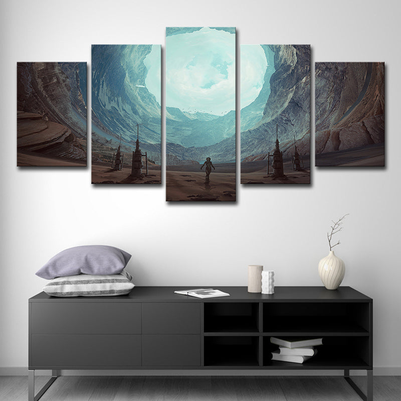 Sci-Fi Movie Astra Canvas Print House Interior Fantasy Wall Art in Blue for Decor