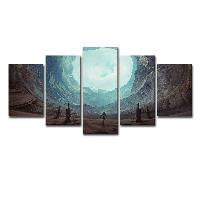 Sci-Fi Movie Astra Canvas Print House Interior Fantasy Wall Art in Blue for Decor