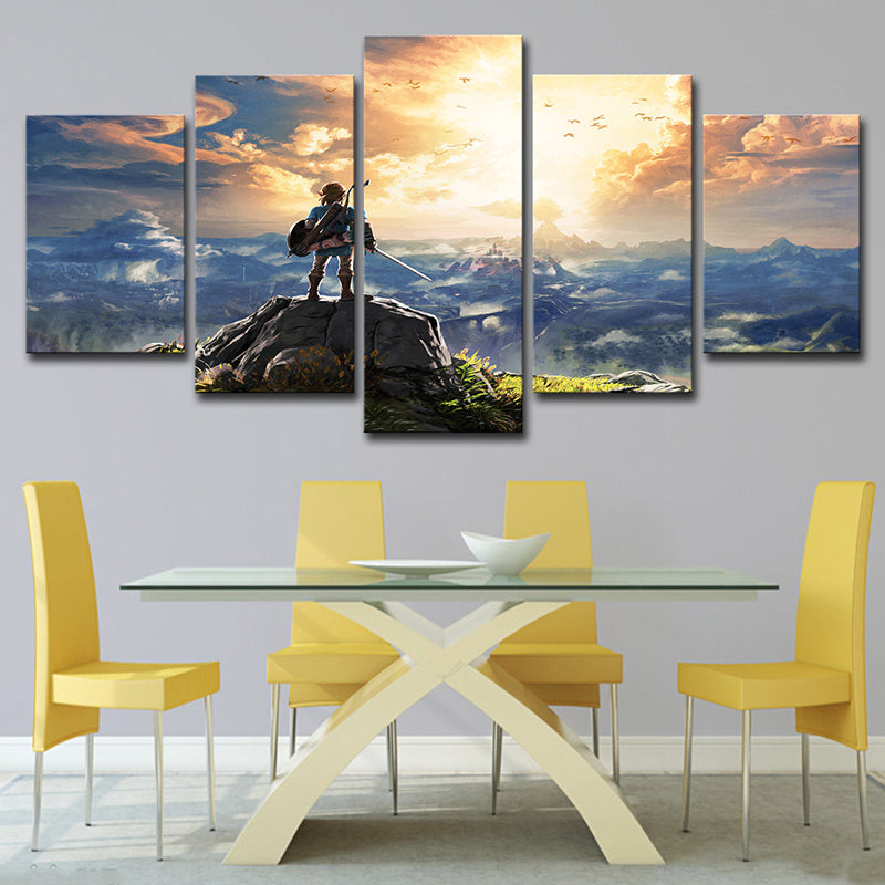 Kids Wall Art Yellow Digital Print Legend of Zelda the Breath of the Wild Canvas