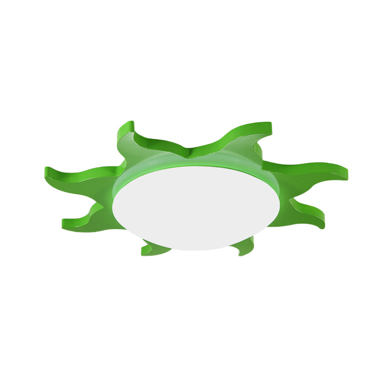 Luz de techo empotrada en forma de sol, luz de techo acrílica de madera de dibujos animados para jardín de infantes